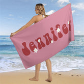 Lofaris Floral Custom Name Summer Beach Towel for Kids